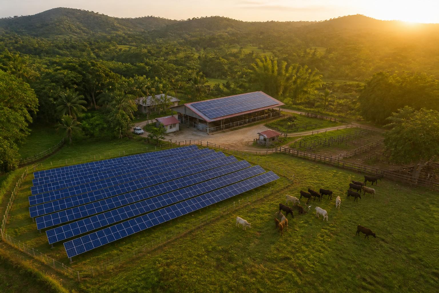 Finca colombiana con sistema solar instalado